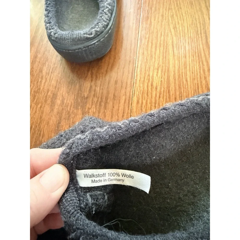 HAFLINGER - Unisex Wool Hard Sole Slippers, Gray, EU 43